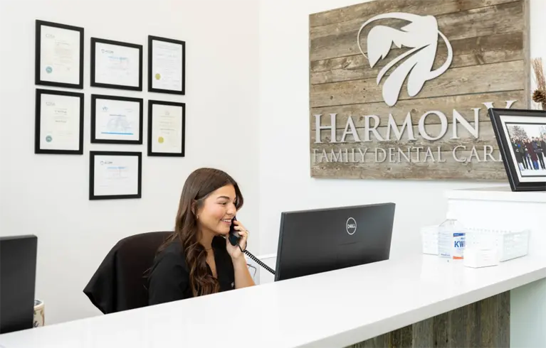 front desk at dental clinic near harmony, ab